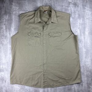Vintage‎ Big Ben Shirt Men's XXL Kahki Tan Cut Off Workwear Canvas Sleeveless